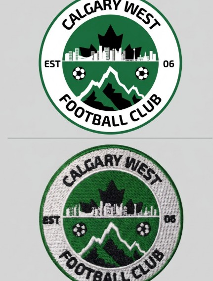 Calgary West FC Emblem Digital vs Embroidered Patch